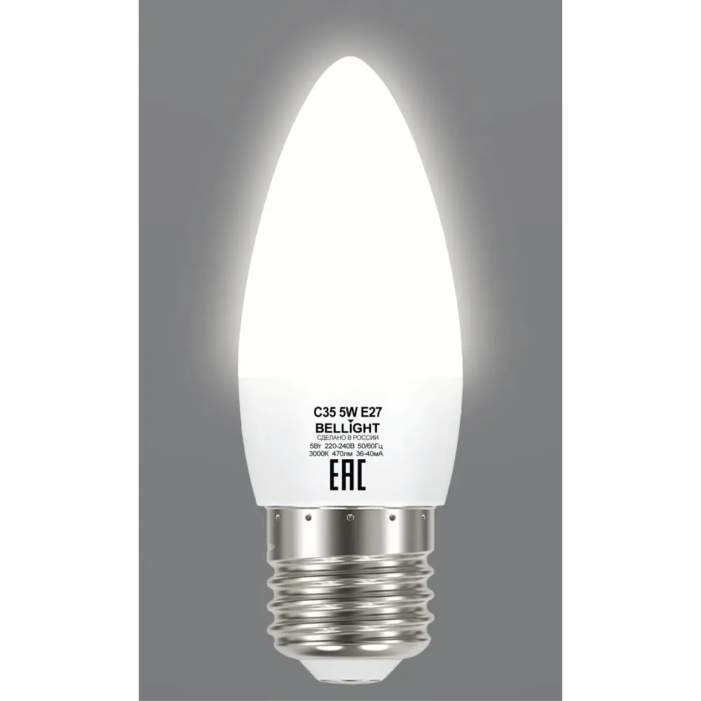Bellight LED-лампа E27 свеча 5Вт теплый белый свет 86170858 STLM-0066655 - Вид №2