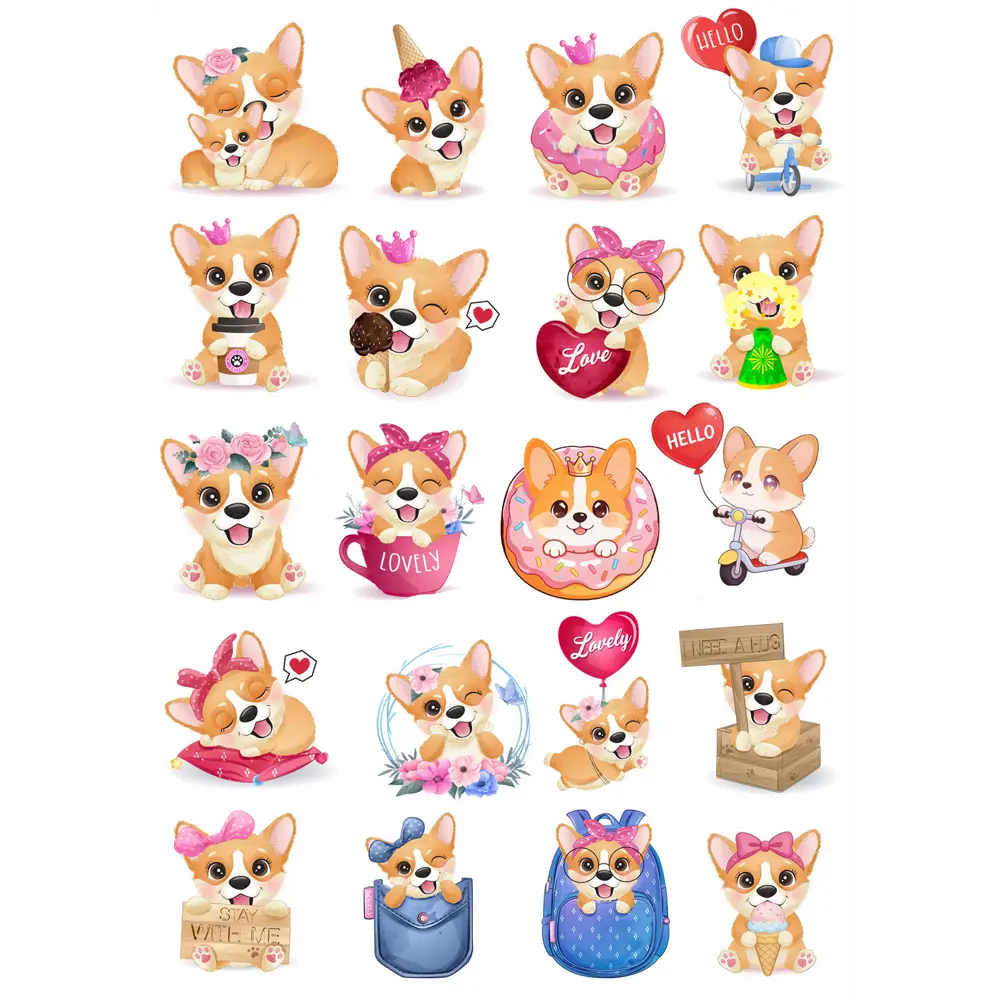 Декоративная наклейка Симфония Веселые корги 210x297 мм STLM-2129901