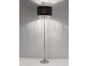 Металлическая светодиодная напольная лампа с тканевым абажуром