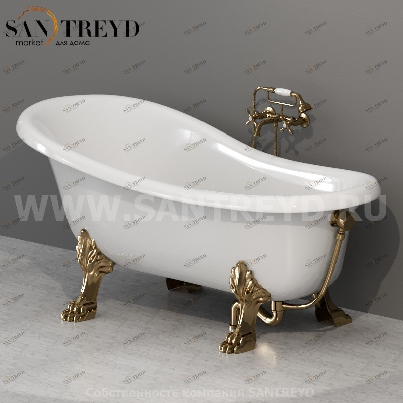 PA103; PA107 Ванна свободностоящая белая с бронзовыми ножками Globo Ceramica Globo PAESTUM PA103PA107