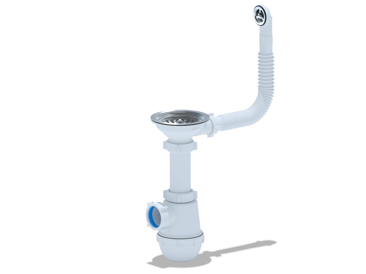 1-ый Сифон Ани Грот одинарный 3 1/2" с перел. и отводом Анипласт GRANFEST А 1042SP