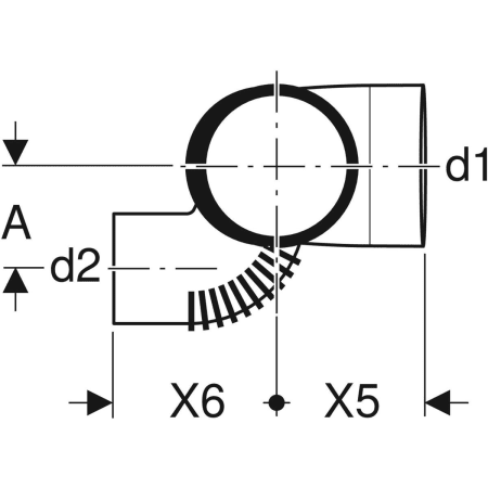 GEBERIT 310.171.14.1 Крестовина Geberit Silent-db20, правая со смещенным впуском и дополнительным отводом 88,5°  - Вид №2