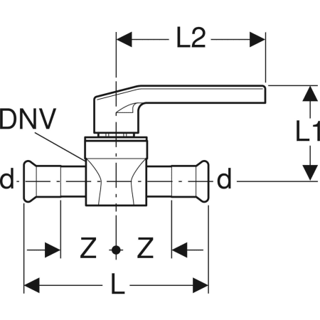 GEBERIT 94954 Шаровой кран Geberit Mapress из нержавеющей стали с рукояткой  - Вид №2