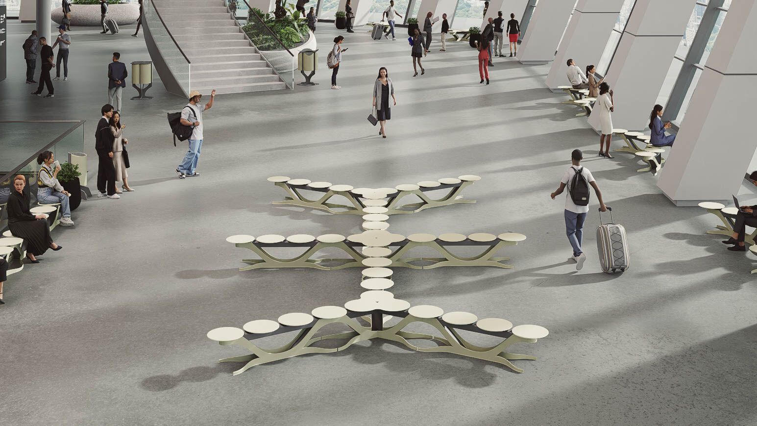 Модульная стальная скамья с порошковым покрытием на стержне CITYSì плющ ARCH-00144453 - Вид №6