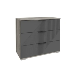 90686045 Комод Вкдп Манхеттен 3 ящика 89.8x44x77.2 см ЛДСП цвет графит STLM-1403757