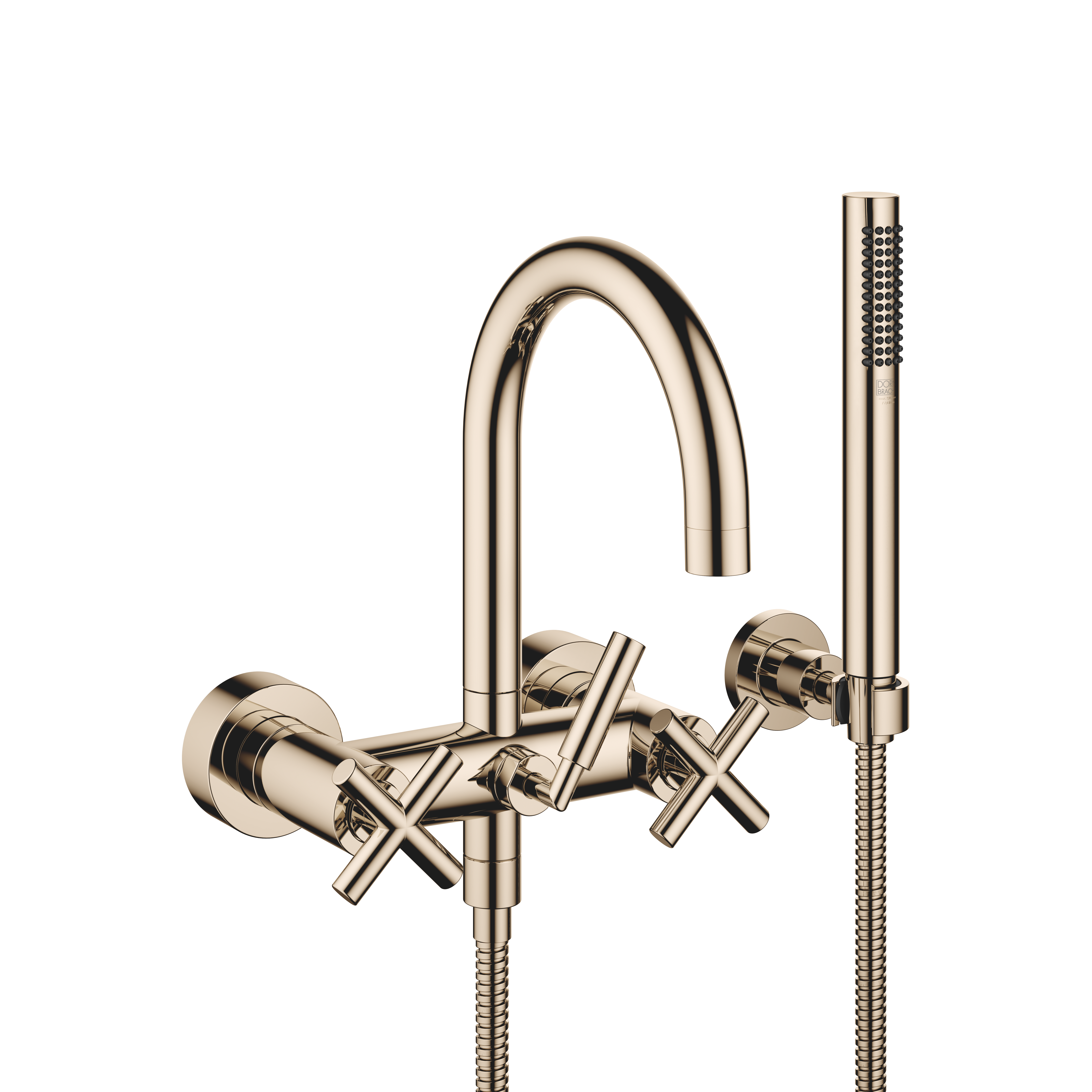 ТАРА Смеситель для ванны настенный с ручным душем - Шампанское (золото 22 карата) DornBracht Tara 25133892-47
