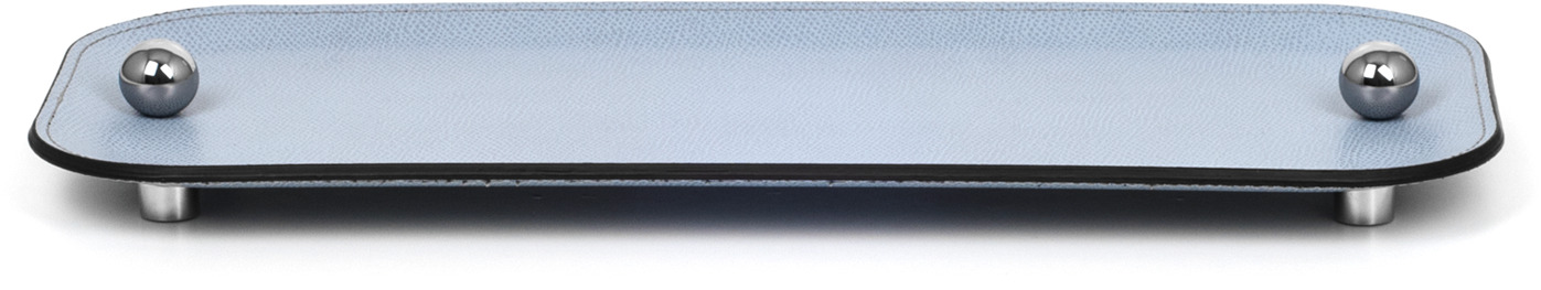 Олимпия Поднос - 25X15 см/металл-отделка_золото/зернистая кожа_земля