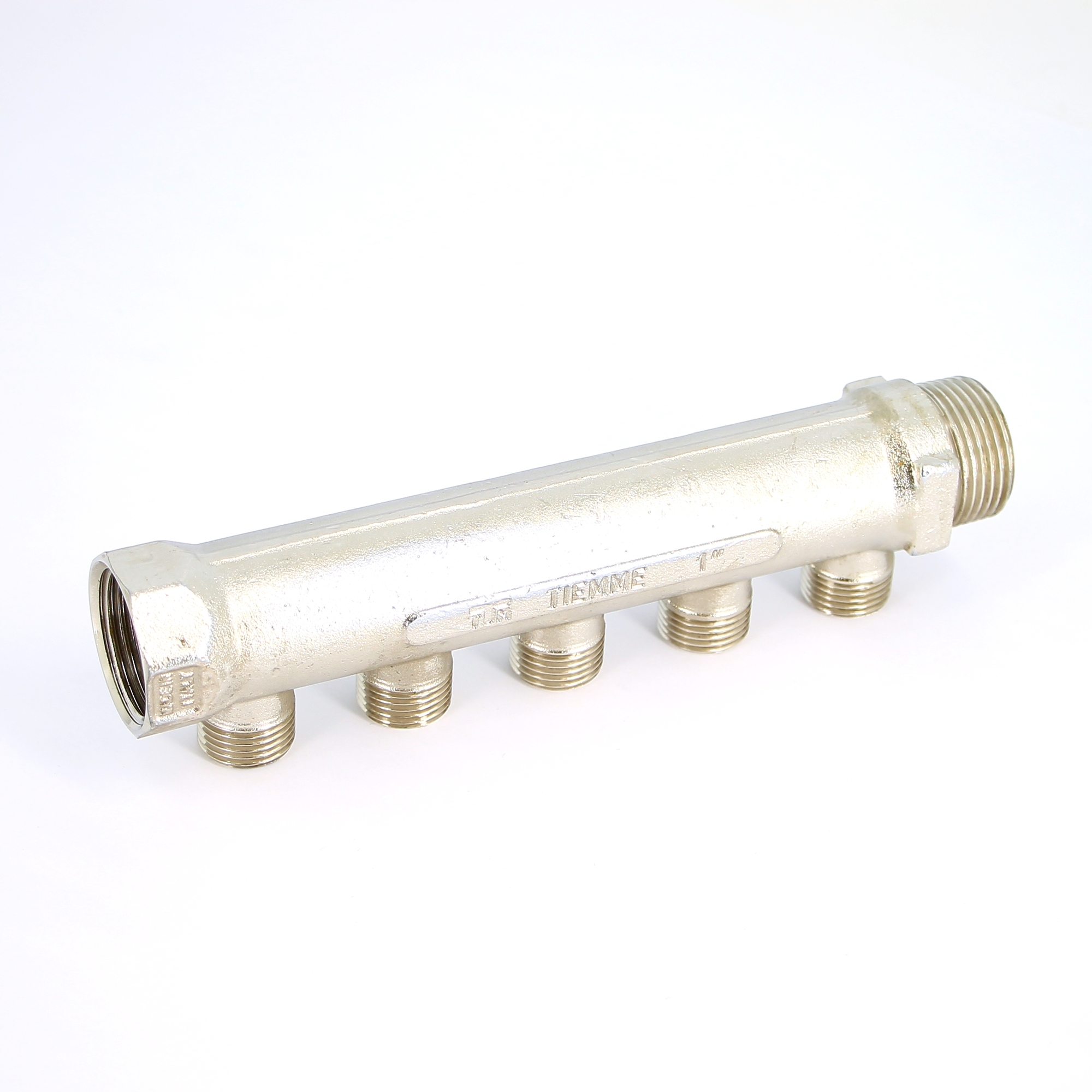 Коллектор НВ 1" никелированный TIEMME 5 выходов 1/2"Н 36мм 1910049 - Вид №3