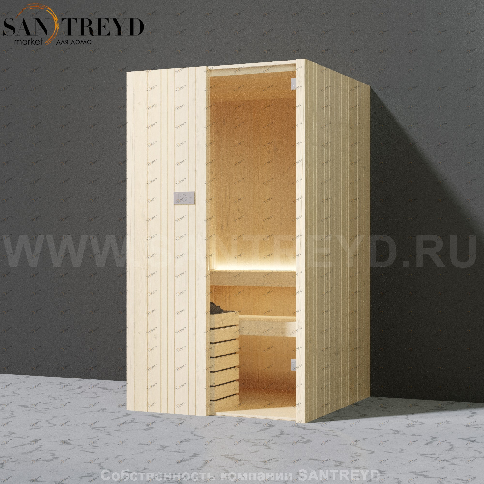 Effegibi AUKI SA50300001 Сауна. Установка: к стене. Мощность: 3 кВт макс. Размеры: длина 128 см, ширина 126 см. Отделка: ель.