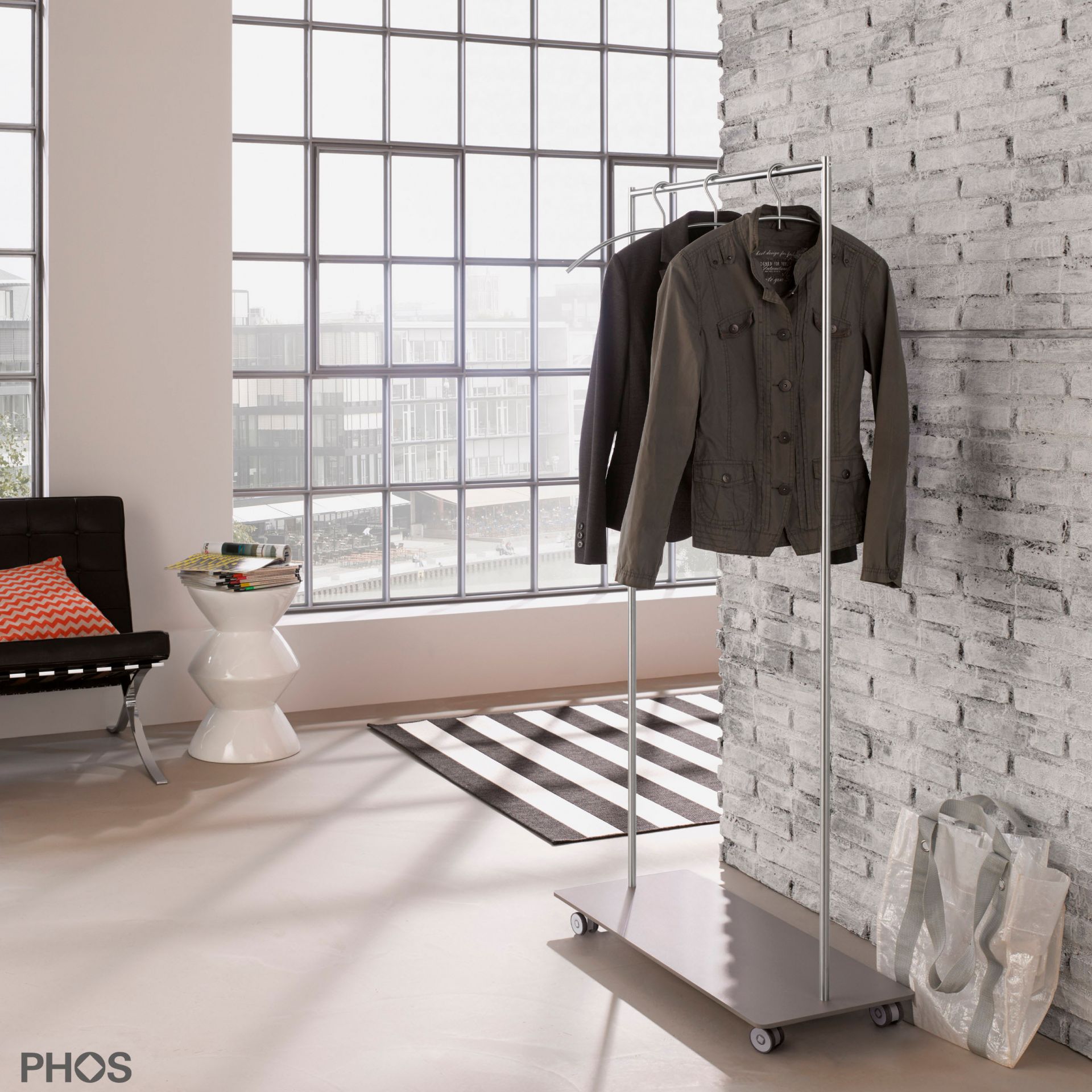 GW1 Гардеробная тележка Twin Pur с платяной штангой, основание: серое. PHOS  - Вид №2
