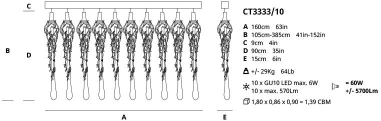 Serip Подвесной светильник из бронзы ручной работы Liquid Ct3333/10 - Вид №1