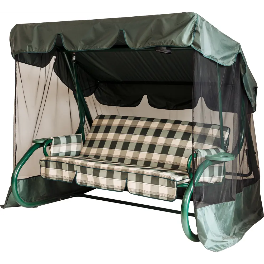 Качели садовые София 3-х местные (до 350 кг) зеленый/ бежевый GREENGARD STLM-2140902 - Вид №1