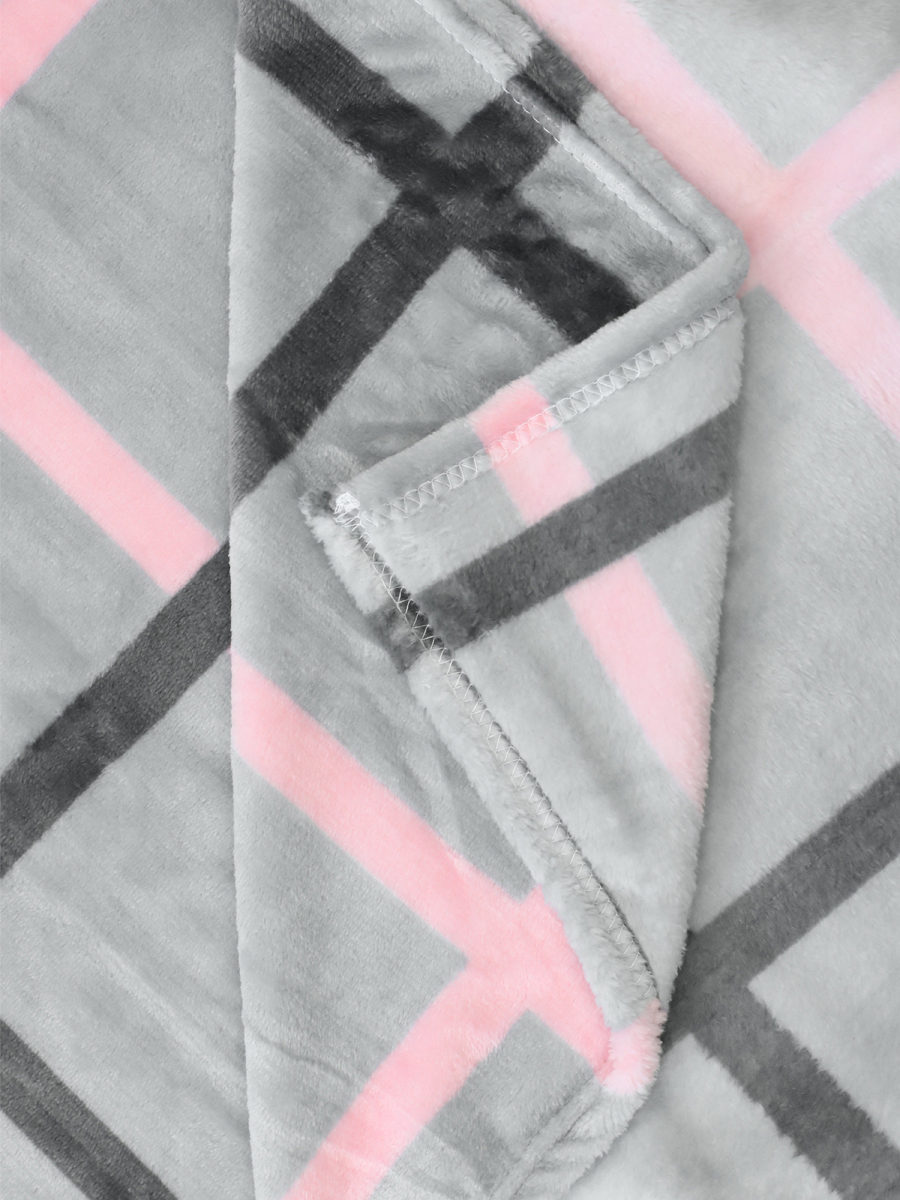90276993 Плед Absolute flannel Клетка серо-розовая Фланель 1.5 сп. Серый/розовый TF FN F122 STLM-0163283 TEXREPUBLIC