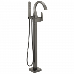 T4746-KSFL Напольная накладка для ванны с одной ручкой и ручным душем Delta Faucet Trillian Черный нержавеющий