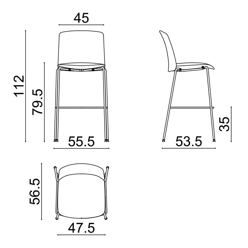 Высокий стул из кожи и ткани с металлическими ножками Arper Mixu 02 ARCH-00005682 - Вид №1