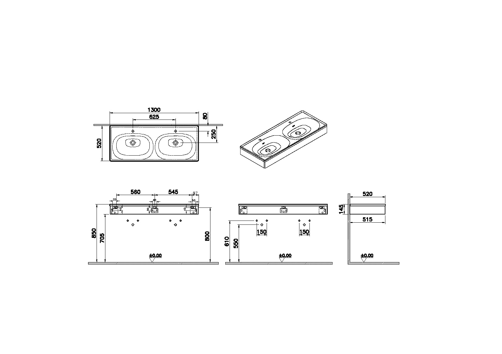 64094 Раковина Vitraglobal Equal - Вид №1