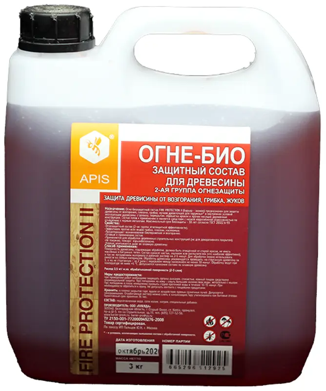 91692975 Огнебиозащита для древесины Apis Fire Protection II группа цвет красный 3 кг STLM-0854222