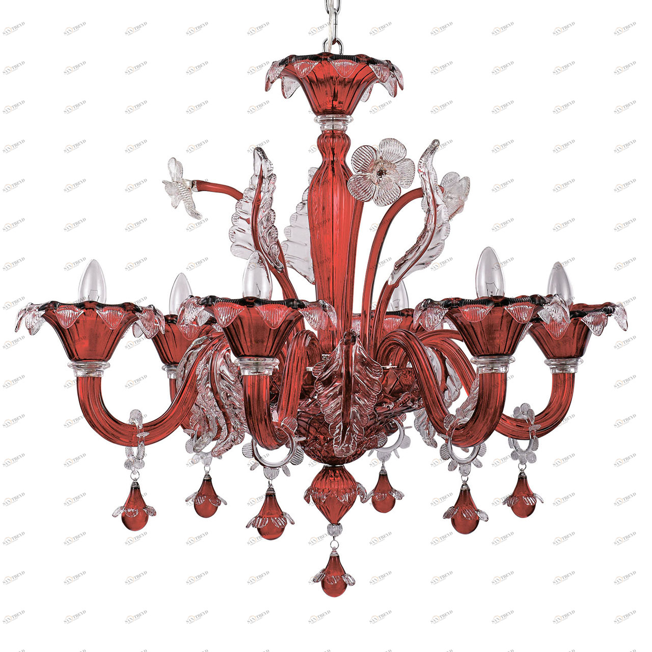 Подвесная люстра Ideal Lux Ca Vendramin SP6 Rosso IDEAL LUX ДИЗАЙНЕРСКИЕ, CA VENDRAMIN ROSSO 057273 Красный 