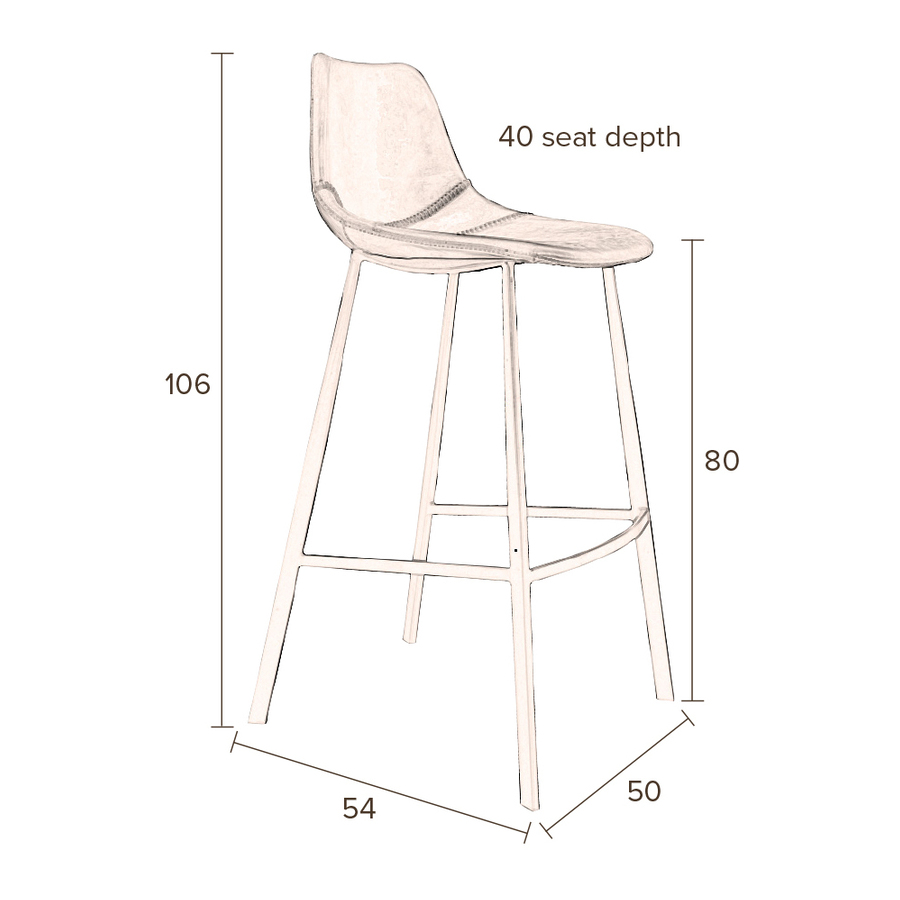 Стул барный Franky коричневый Dutchbone 1500040 - Вид №6