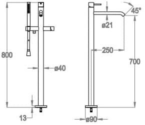 Fir Italia Напольный смеситель для ванны на одно отверстие с ручным душем Cleosteel 48 4833008 - Вид №3