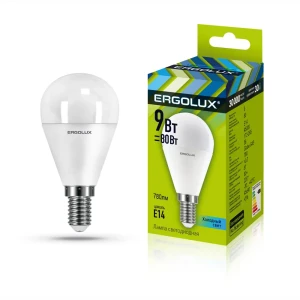 91271130 Светодиодная лампа Ergolux LED-G45-9W-E14-4K 13174 STLM-0927643