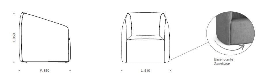 Кожаное вращающееся кресло с подлокотниками Kico Living Complements ARCH-00022741 - Вид №3