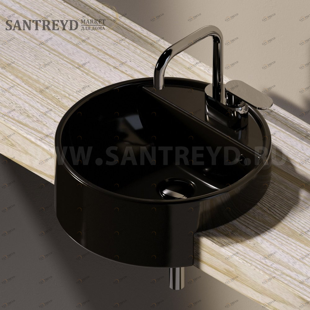 5054-42.9017 Полувстраиваемая раковина консольная 50 см черная Flaminia Twin Ceramica Flaminia 5054429017