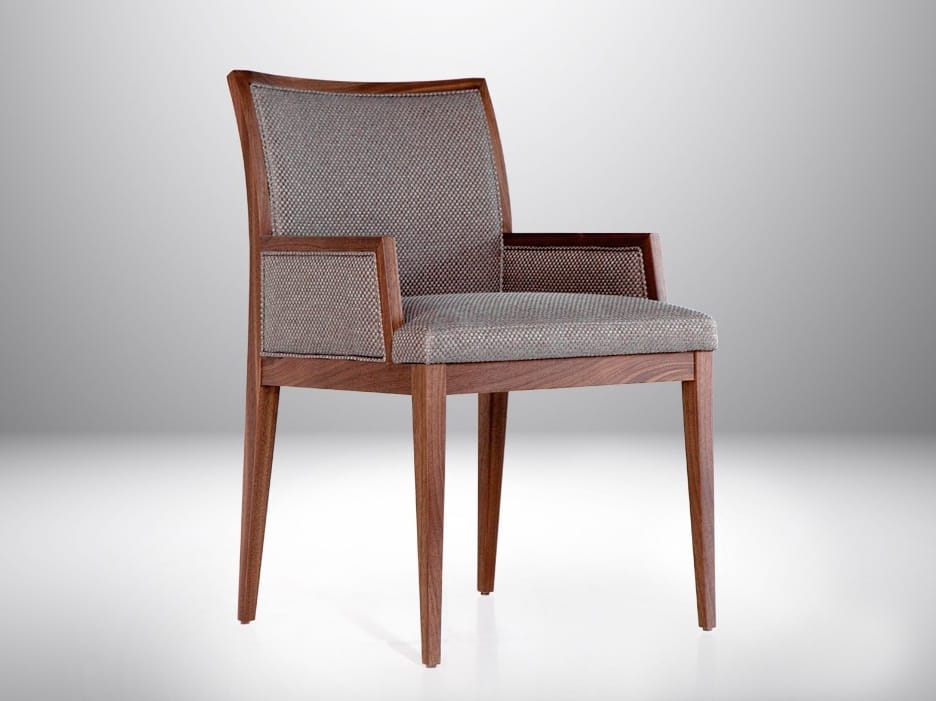 Стул с подлокотниками из дерева и ткани Mobi розовый ARCH-00038524