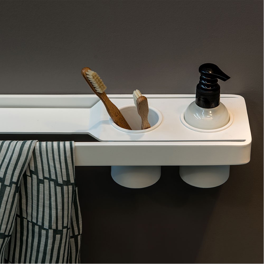 EVBR450DXBEVER Life Design Полка и полотенцедержатель 45 см со стеклом - Brunt Brunt Непрозрачный белый - Вид №7