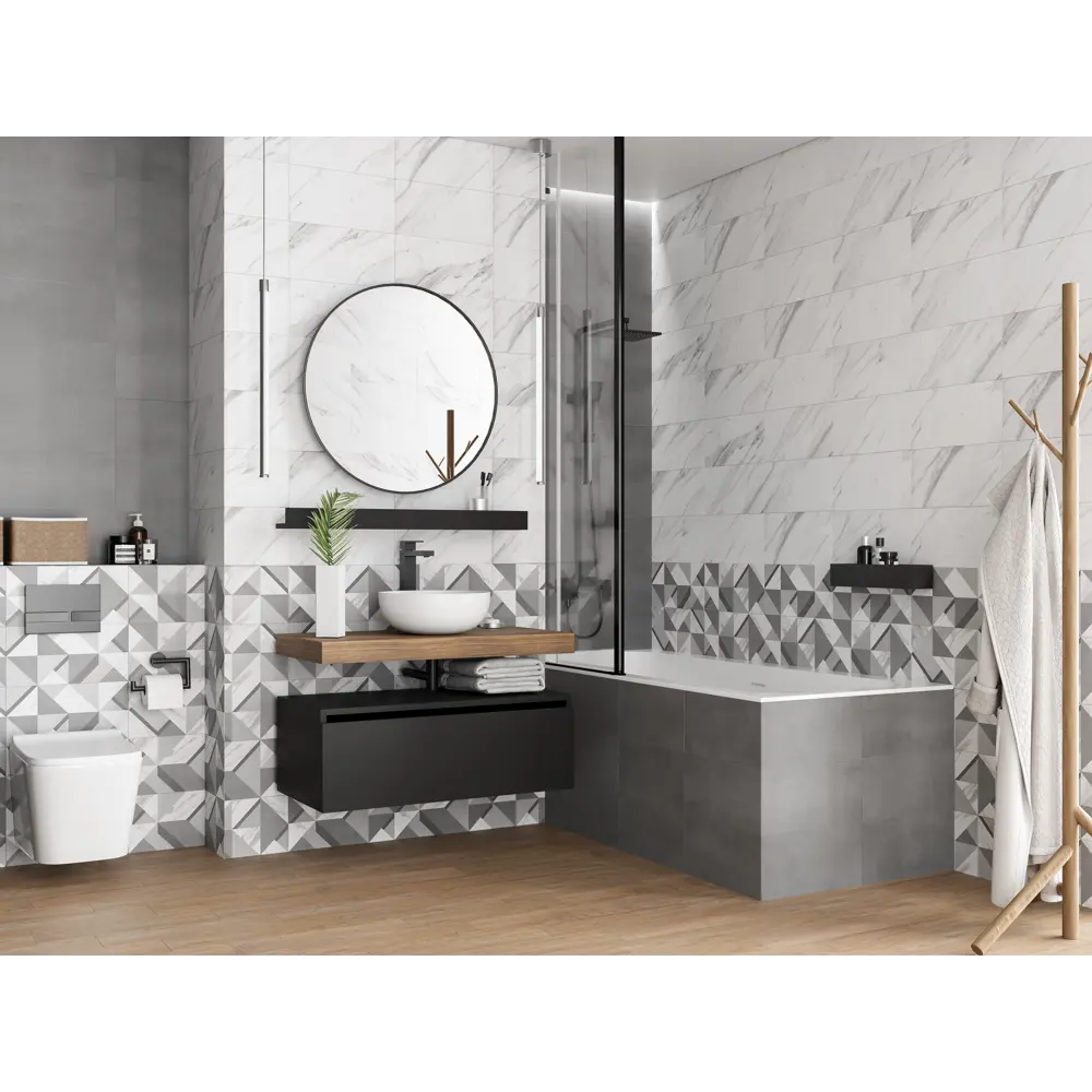 Настенная плитка KREAFORTA Mersey Concrete 20x40 см 1.62 м² матовая цвет графит 89413675 STLM-2115820 - Вид №8