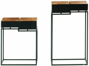 Roche Bobois Квадратный сервисный стол из стали и дерева Les contemporains