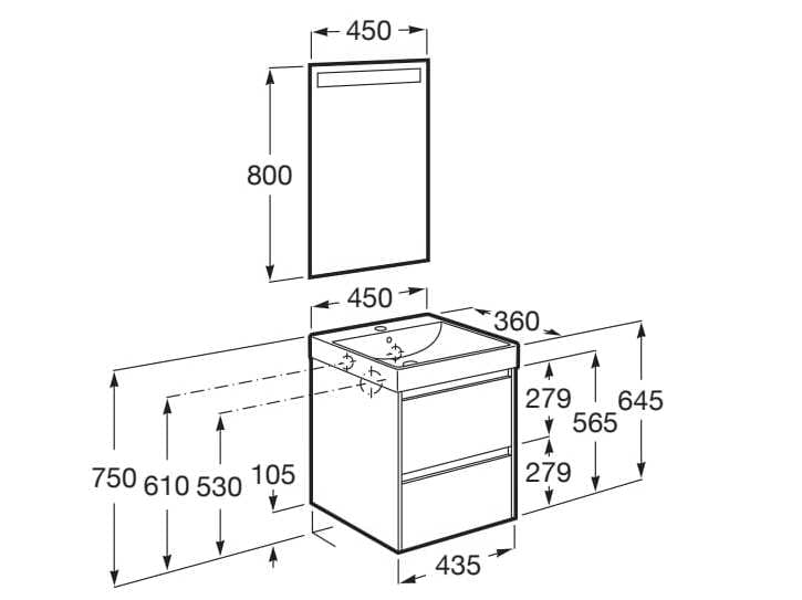 Деревянный подвесной умывальник с зеркалом Roca Ona ARCH-00049163 - Вид №14