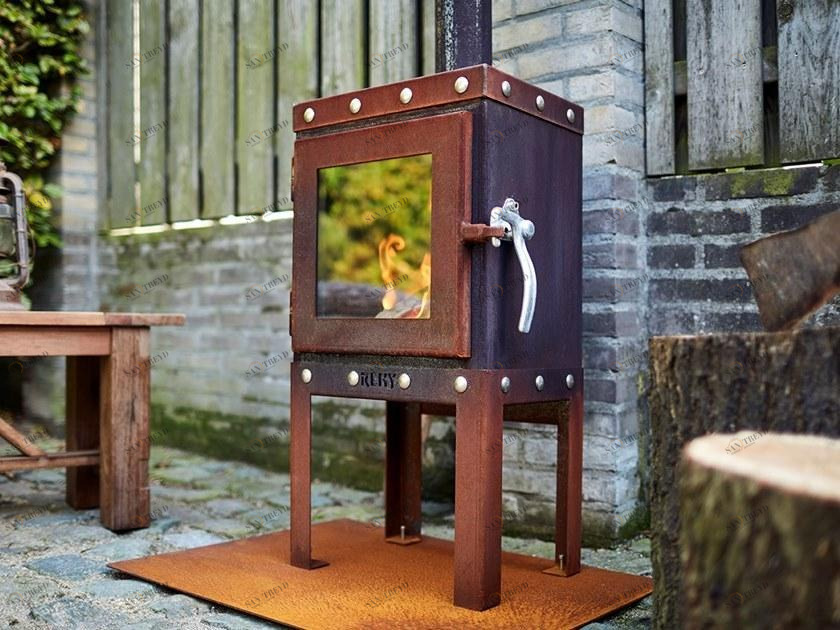 RB73 Отдельно стоящий закрытый дровяной камин из стали Corten ™  Rb-1002 