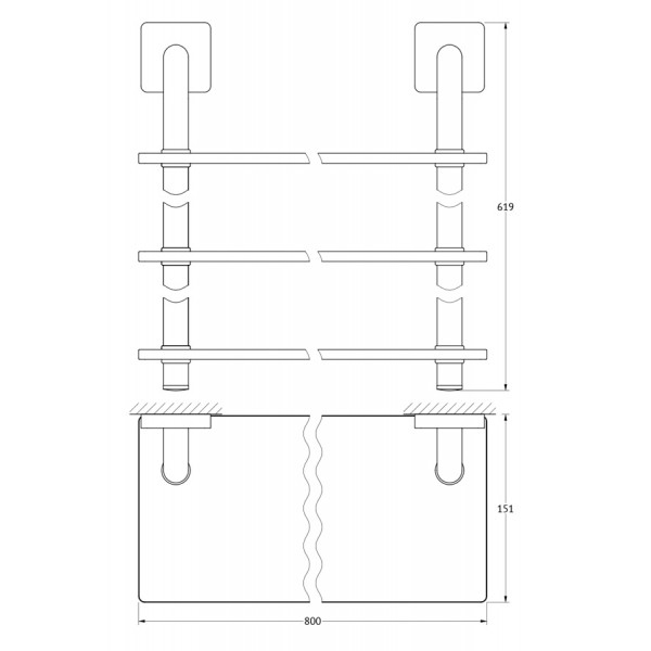 Полка 3-х ярусная 80 см Ellux AVANTGARDE AVA 045 sun-id-561813 - Вид №1