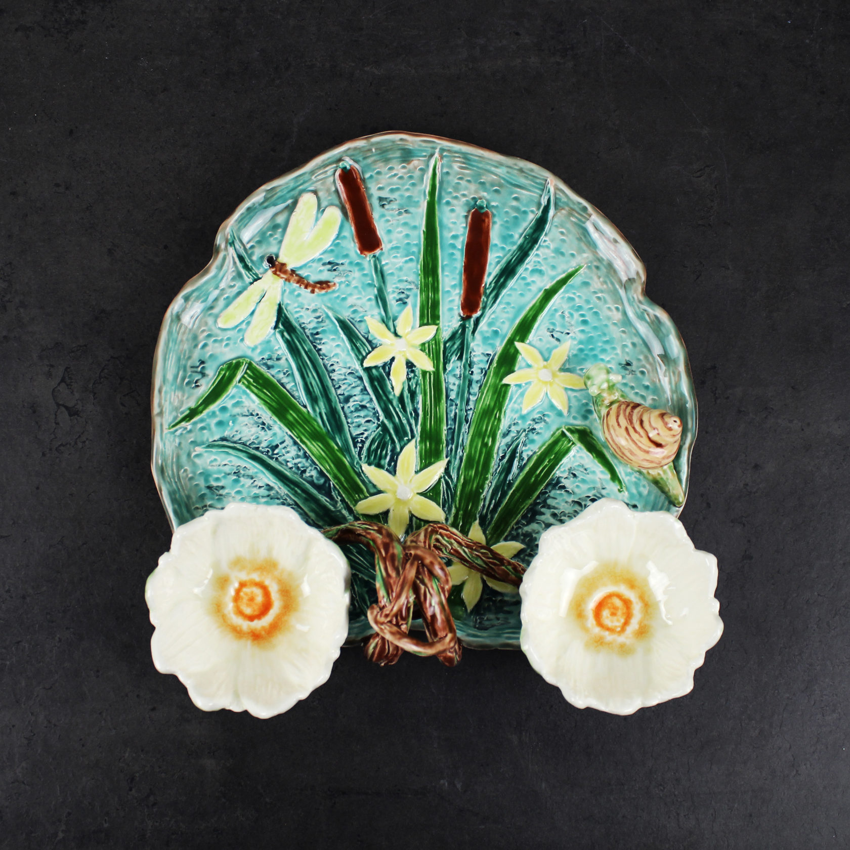 Блюдо для закусок (с двумя кувшинками) Серо-зеленый PROVANSFAIENCE sun-id-994585 - Вид №4