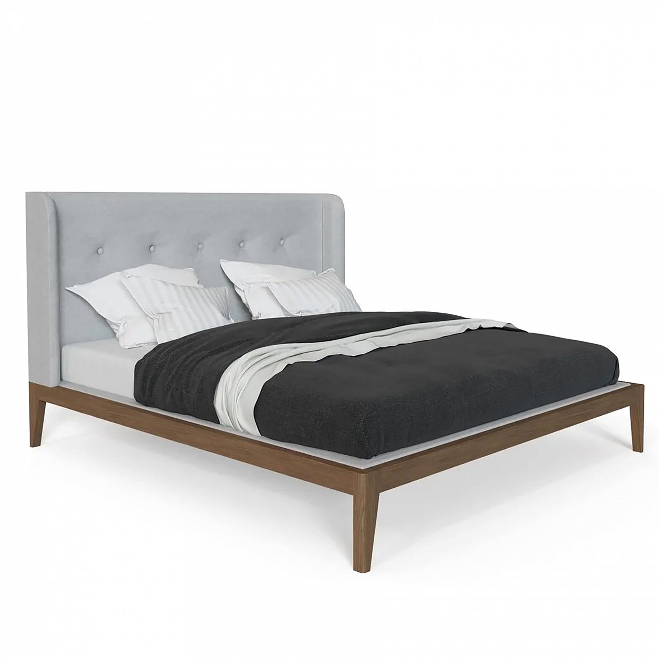 Кровать полутораспальная 140x200 светло-серая Fly Soft new BRAGIN DESIGN ДИЗАЙНЕРСКИЕ 256420 Коричневый;серый  - Вид №2