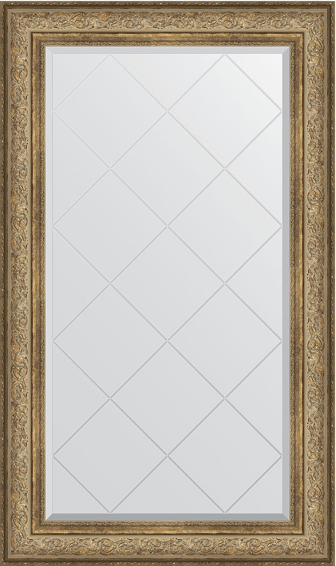 BY 4253 Зеркало с гравировкой в багетной раме - виньетка античная бронза 109 mm EVOFORM Exclusive-G