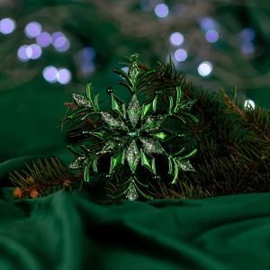 89377716 Новогоднее украшение Снежинка 364 зелено-серебристый STLM-1364875