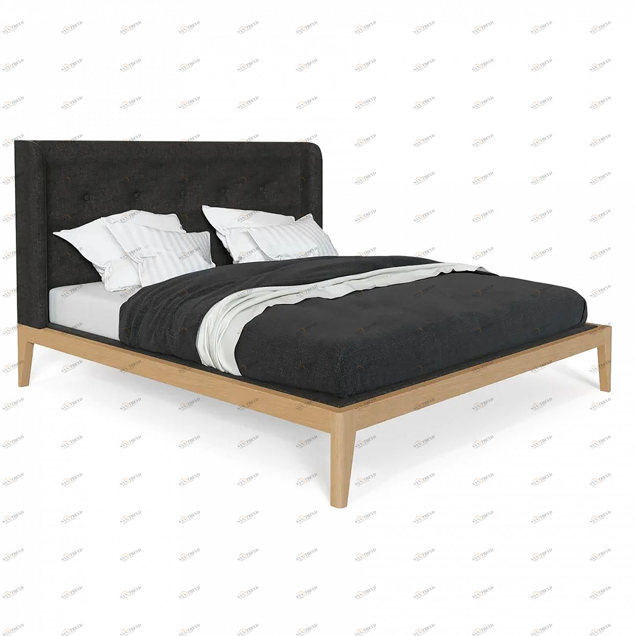 Кровать двуспальная с мягким изголовьем 180x200 темно-серая Fly soft new BRAGIN DESIGN ДИЗАЙНЕРСКИЕ 256414 Бежевый;черный 