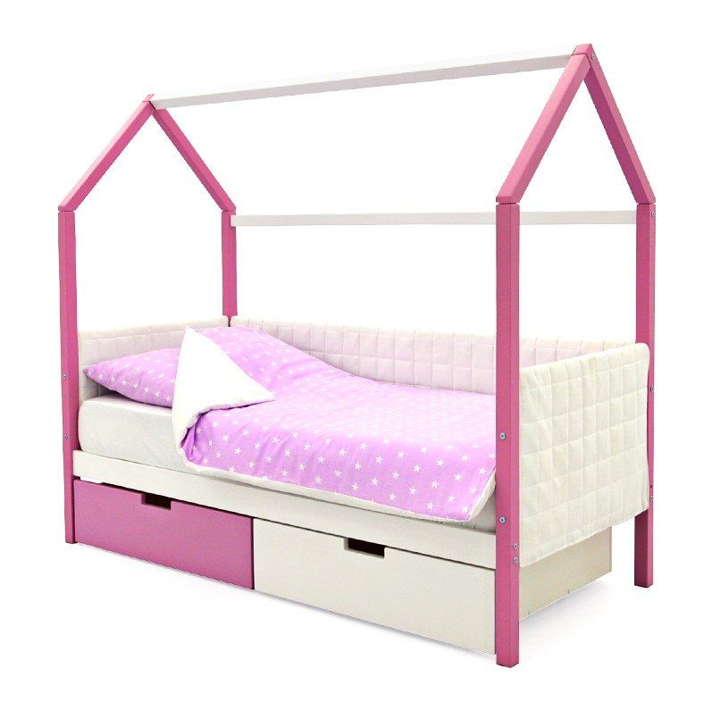 Детская кровать-домик мягкая лаванда-белая Svogen БЕЛЬМАРКО  00-3873183 Розовый Santreyd  - Вид №3