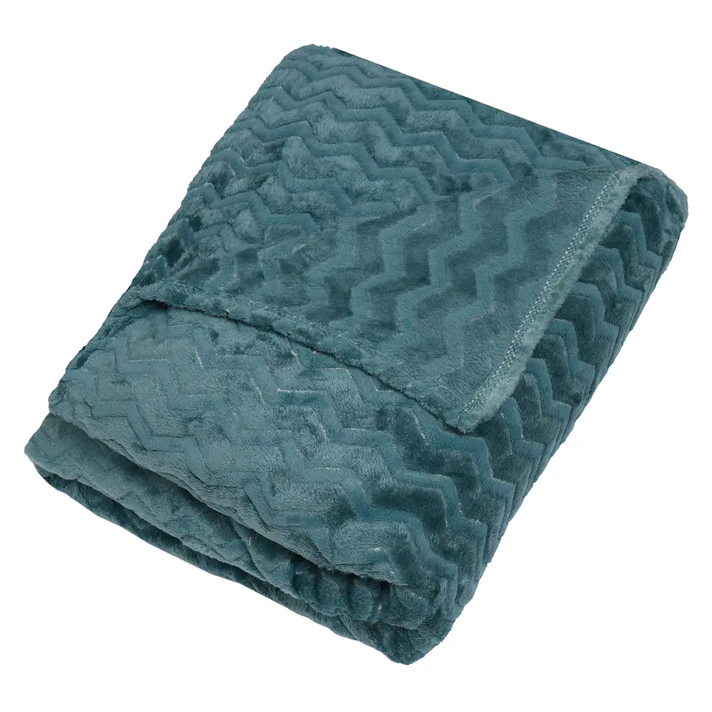 Плед Зигзаг 200x220 см фланель цвет бирюзовый 89449325 STLM-2012402 TEXREPUBLIC