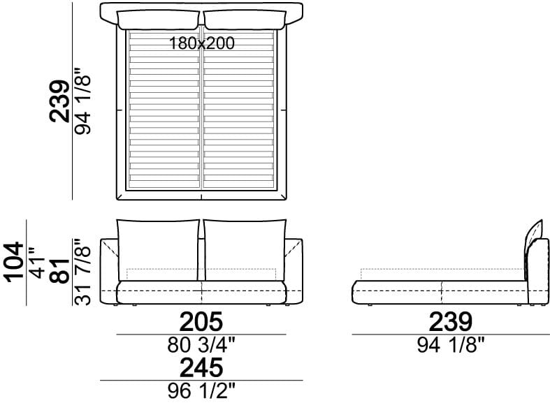 Двуспальная кровать с мягким изголовьем Arketipo крупным планом ARCH-00094786 - Вид №5