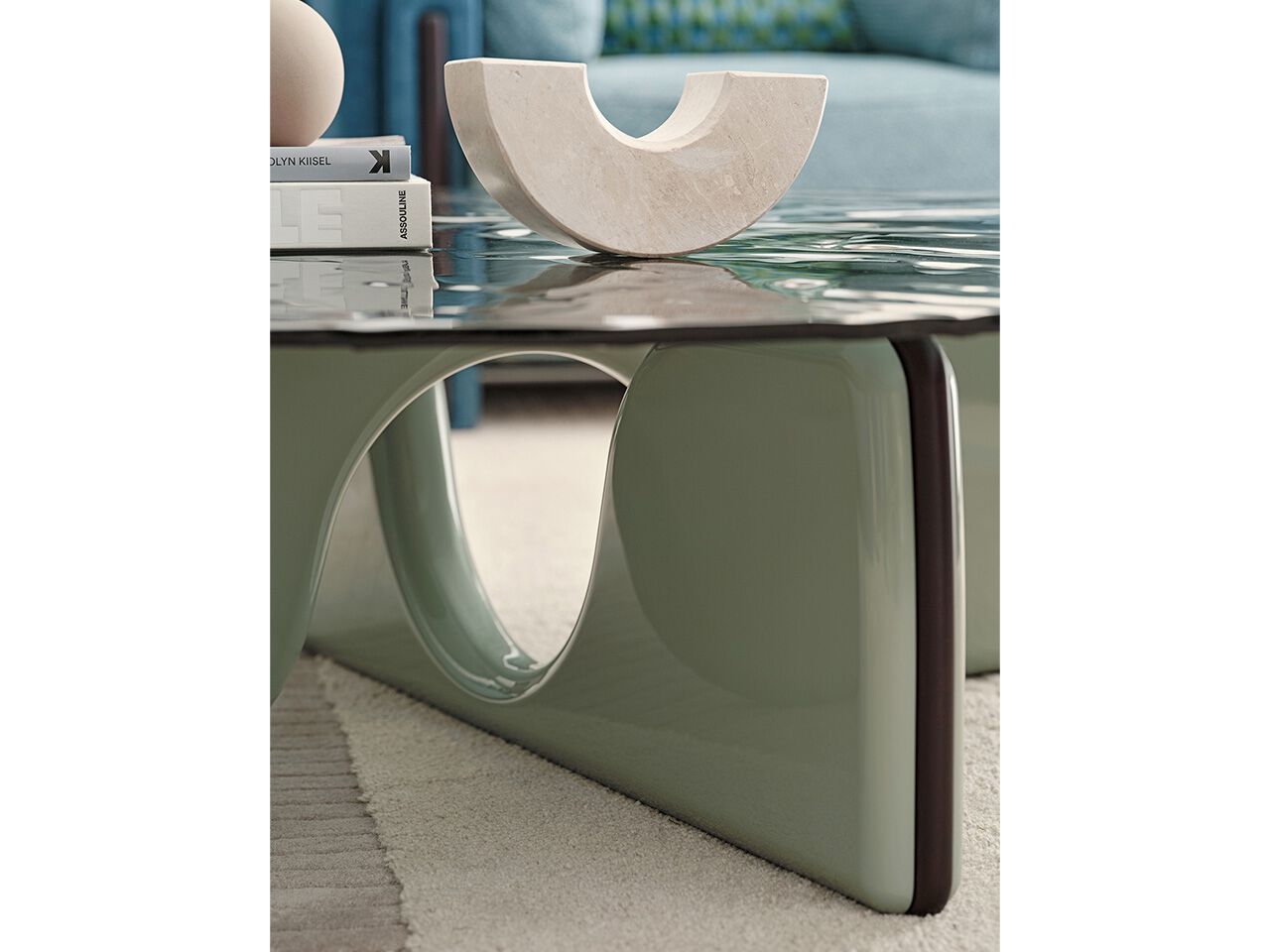 Низкий круглый журнальный столик из орехового дерева и литого стекла Turri Веста ARCH-00044304 - Вид №1