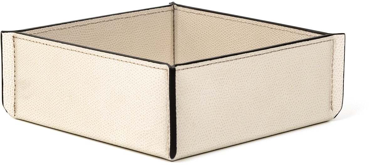 Leslie Valet Поднос - 16X16XH6 см / плетеная кожа_черный