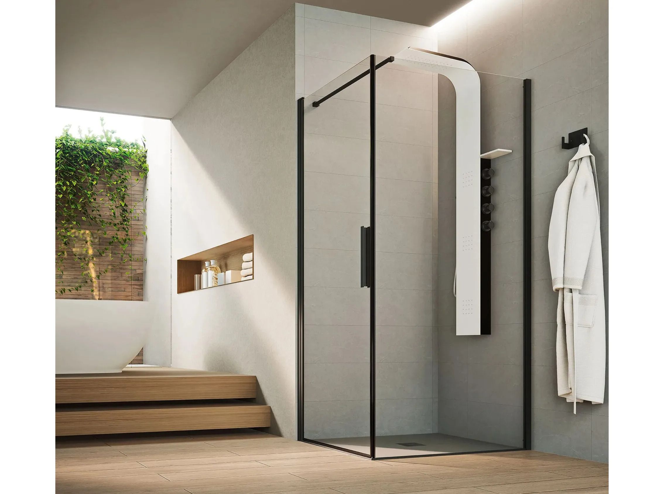 Стеклянная угловая душевая кабина с распашной дверью Gruppo Geromin Time Swing Plus ARCH-00041817