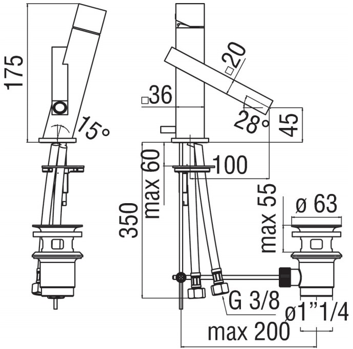 Nobili Rubinetterie Смеситель для раковины, однорычажный Tower Tw00118/1cr - Вид №1