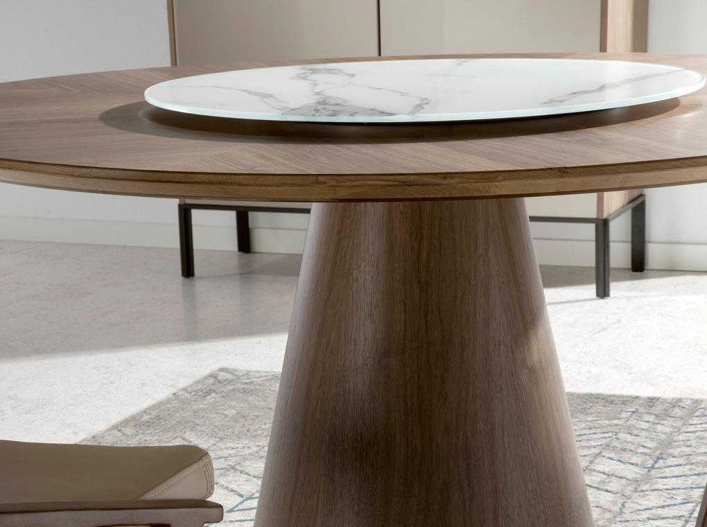 Обеденный стол круглый деревянный с мраморным Lazy Susan 135 см BRT1702-2 от Angel Cerda ANGEL CERDA  289045 Коричневый  - Вид №5