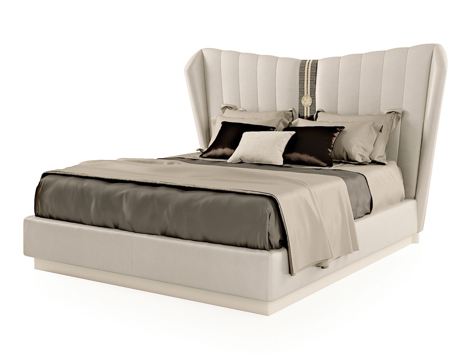 Кожаная двуспальная кровать с мягким изголовьем Bizzotto Italia Symphony-Infinity ARCH-00081588 - Вид №1
