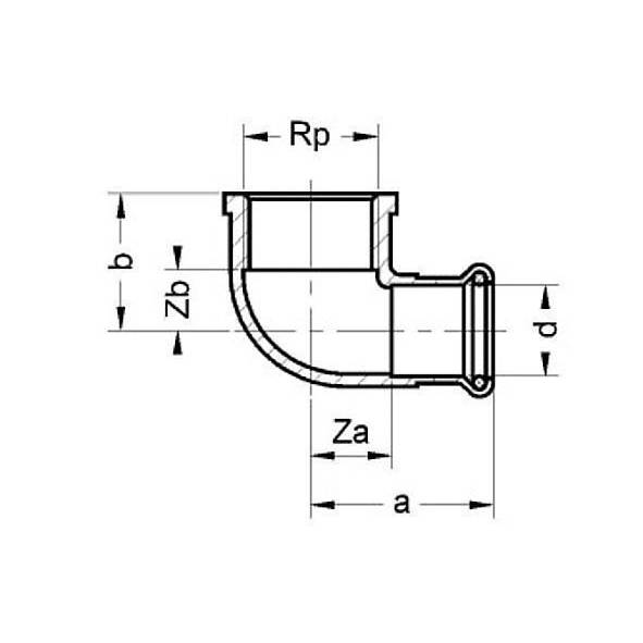 128090G35114 SANHA 28090G SANHA-Therm Industry угловой переход ВПр-ВР 35x11/4 мм  - Вид №1