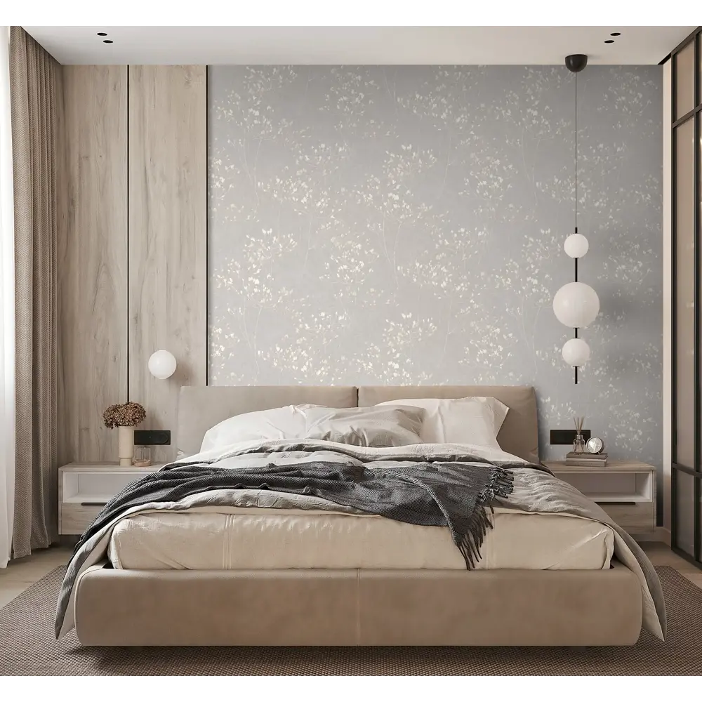 WALLSECRET Divina - Флизелиновые обои серые с цветочным узором 89395587 STLM-1576761 - Вид №4